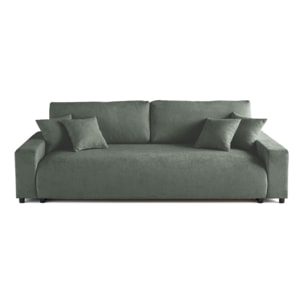 Pivoine - canapé droit 3 places - convertible avec coffre - en velours texturé - Vert