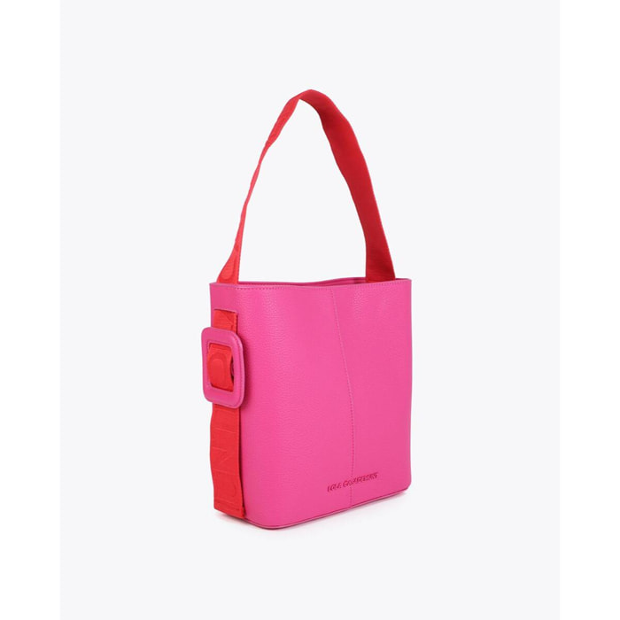 Shopper con manico in nylon a contrasto