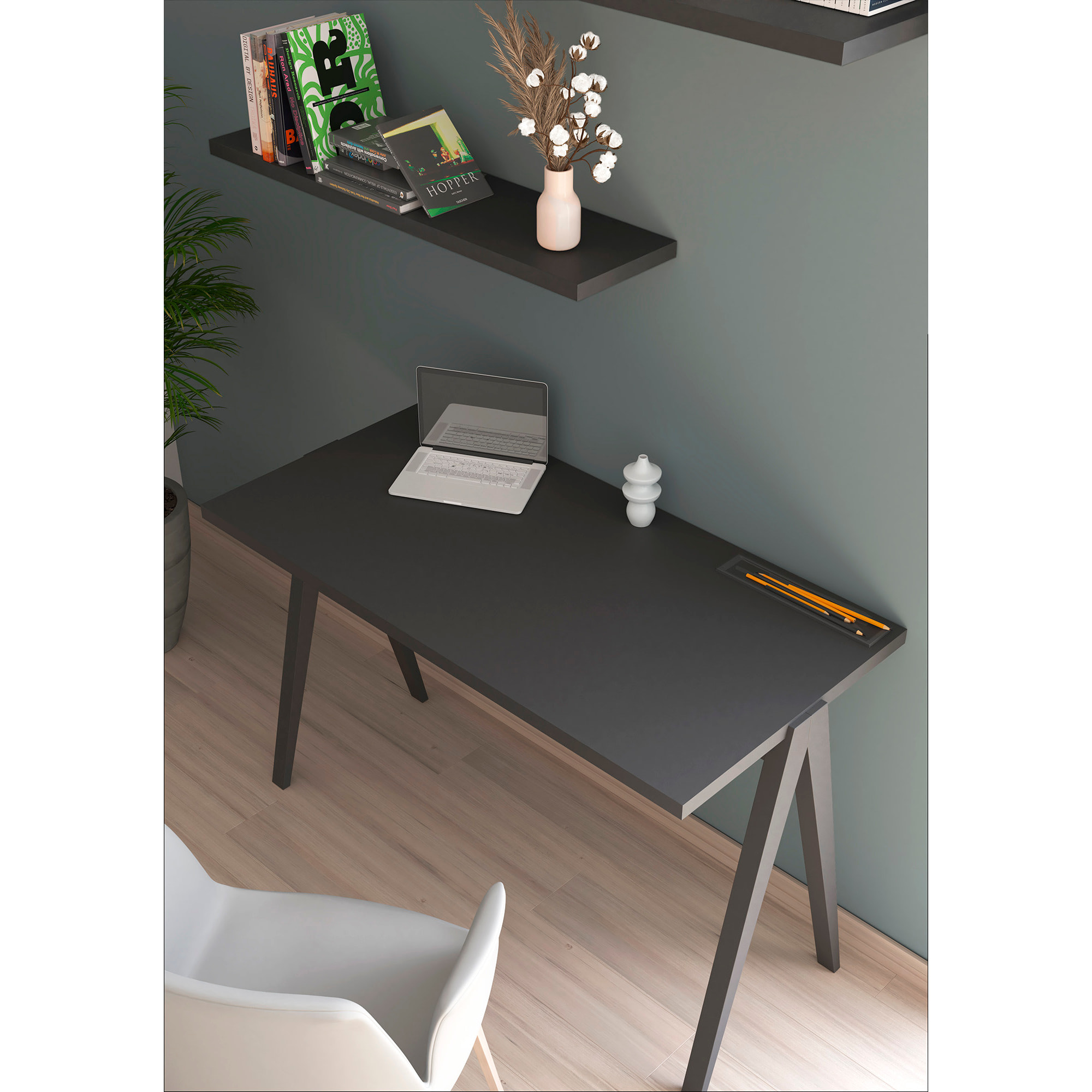 Estante mural Line melamina grafito 90x18x2 cm