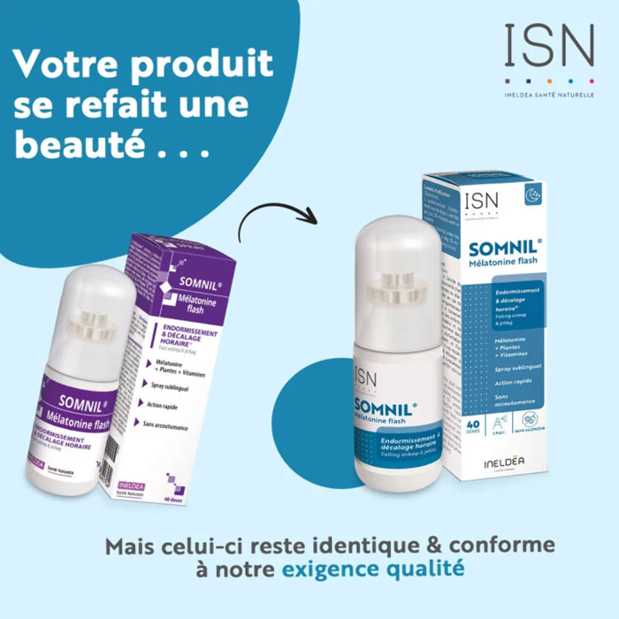 INELDEA SANTE NATURELLE - SOMNIL Mélatonine Spray - Favorise l'endormissement rapidement - Aide à la régulation des cycles du sommeil - Diminue les effets du décalage horaire - Flacon spray de 20 ml