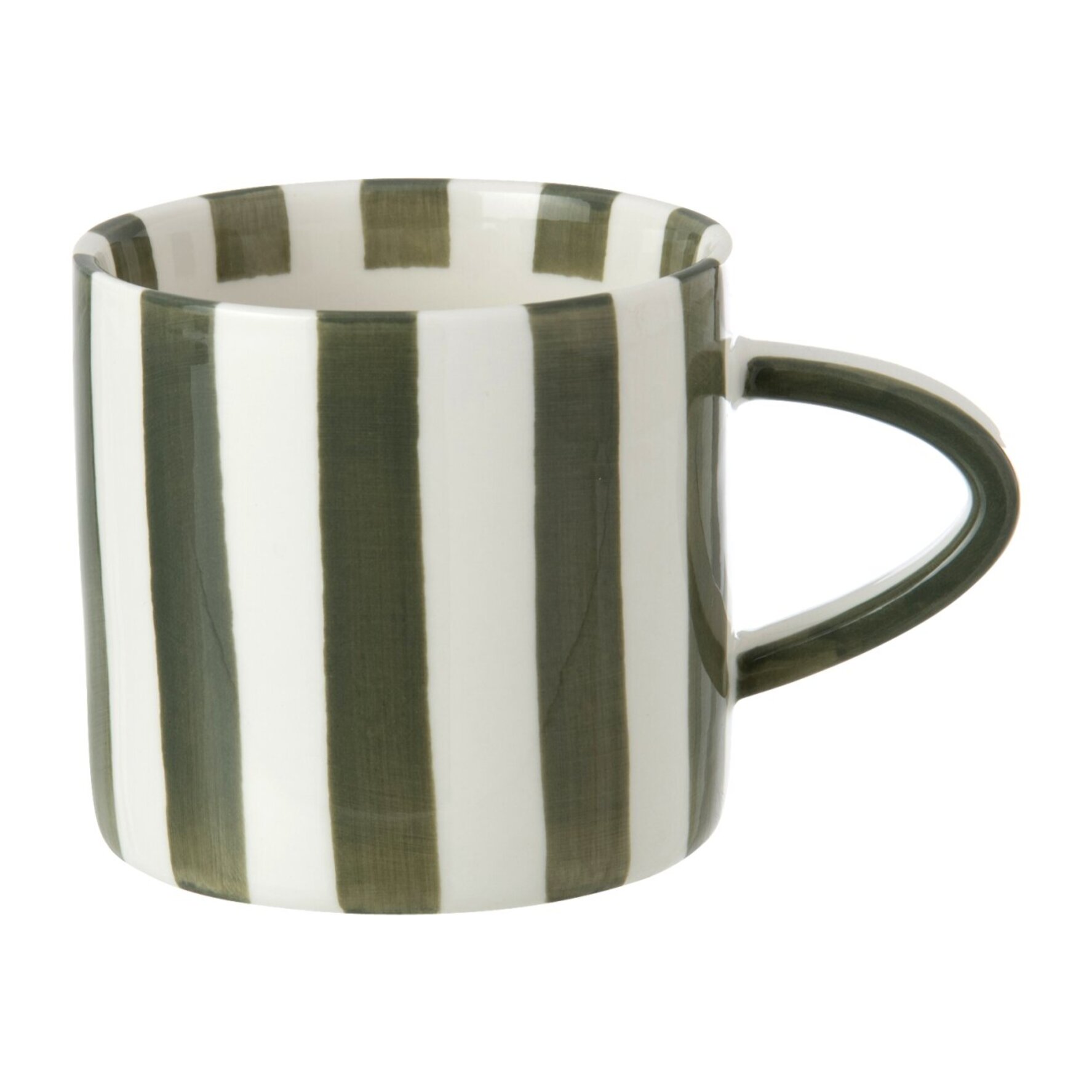 J-Line Mug ligné - grès - vert olive/blanc - set de 4