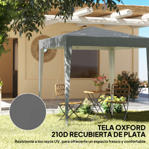 Carpa Plegable Pop-up Gazebo 2x2 m Cenador Plegable con 4 Paredes Laterales Anti-UV y Bolsa de Transporte para Camping Fiestas Gris