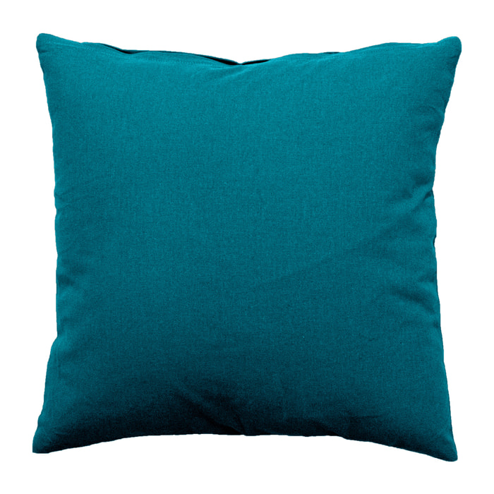 Coussin déhoussable uni en coton - Bleu Canard