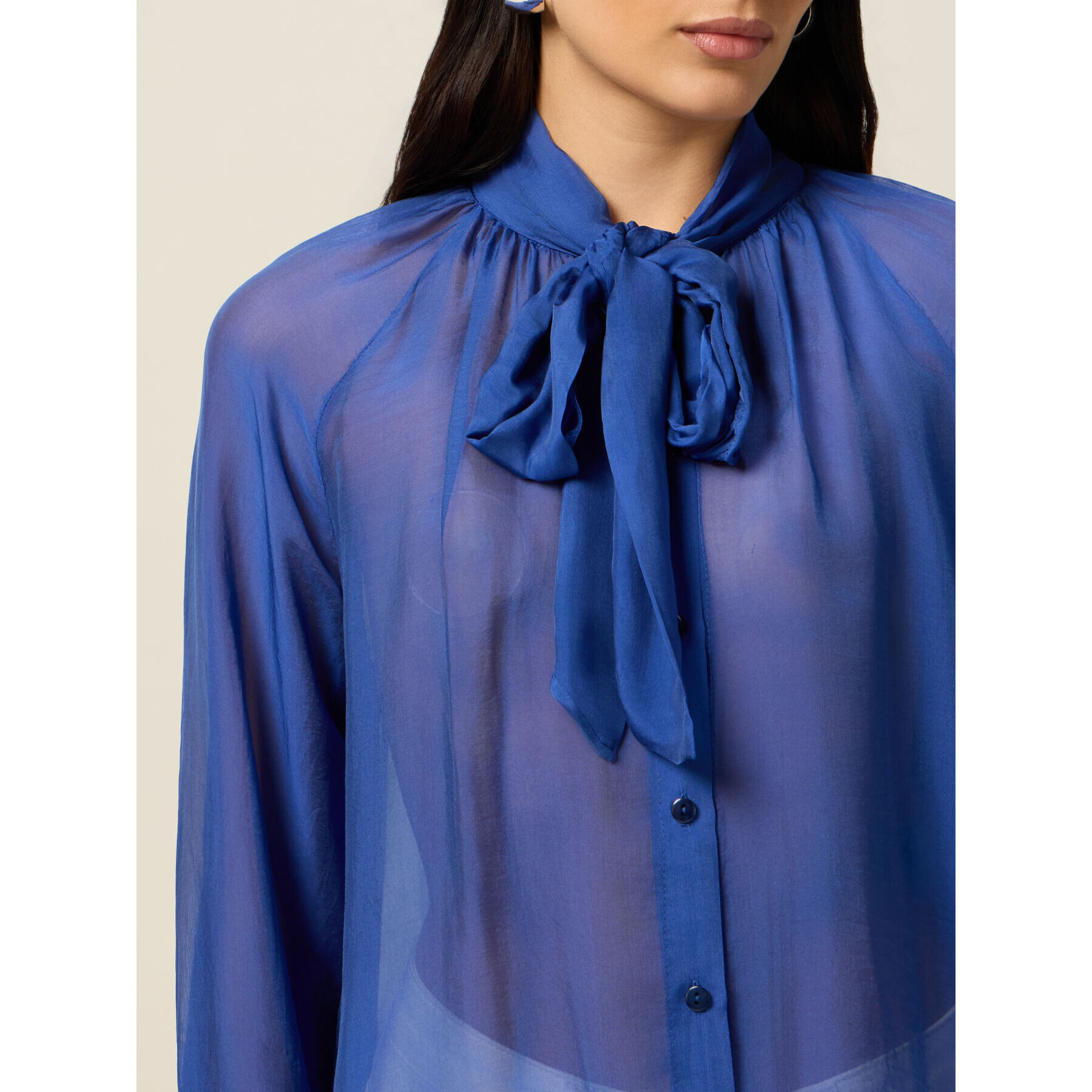 Oltre - Blusa de voile mezcla de seda - Azul