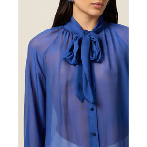 Oltre - Blusa de voile mezcla de seda - Azul