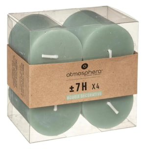Lot de 4 bougies rustiques 60g vert eucalyptus