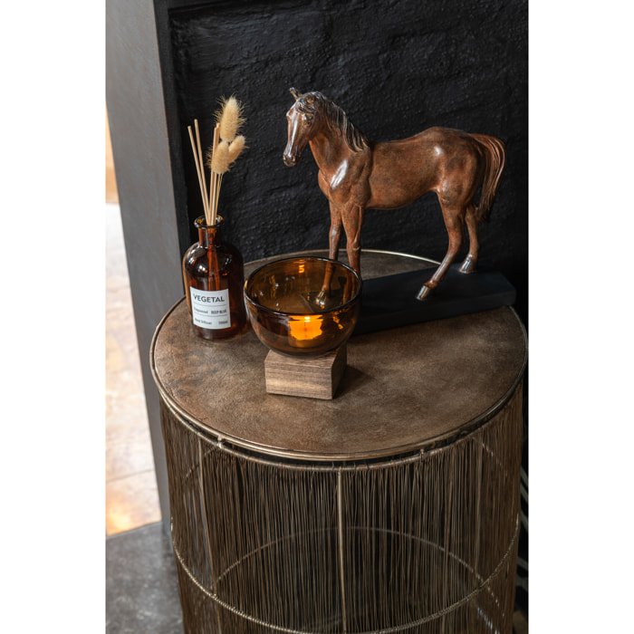 J-Line vase sur Pied - verre/bois - marron - small - 11 cm de hauteur