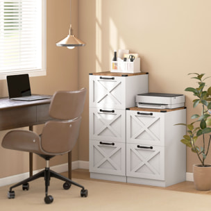 Cajonera Escritorio con 2 Cajones, Cajonera de Oficina, Mueble Archivador, Soporte para Impresora, con Riel Colgante para A4 y Carta, 40x40x71 cm, Blanco