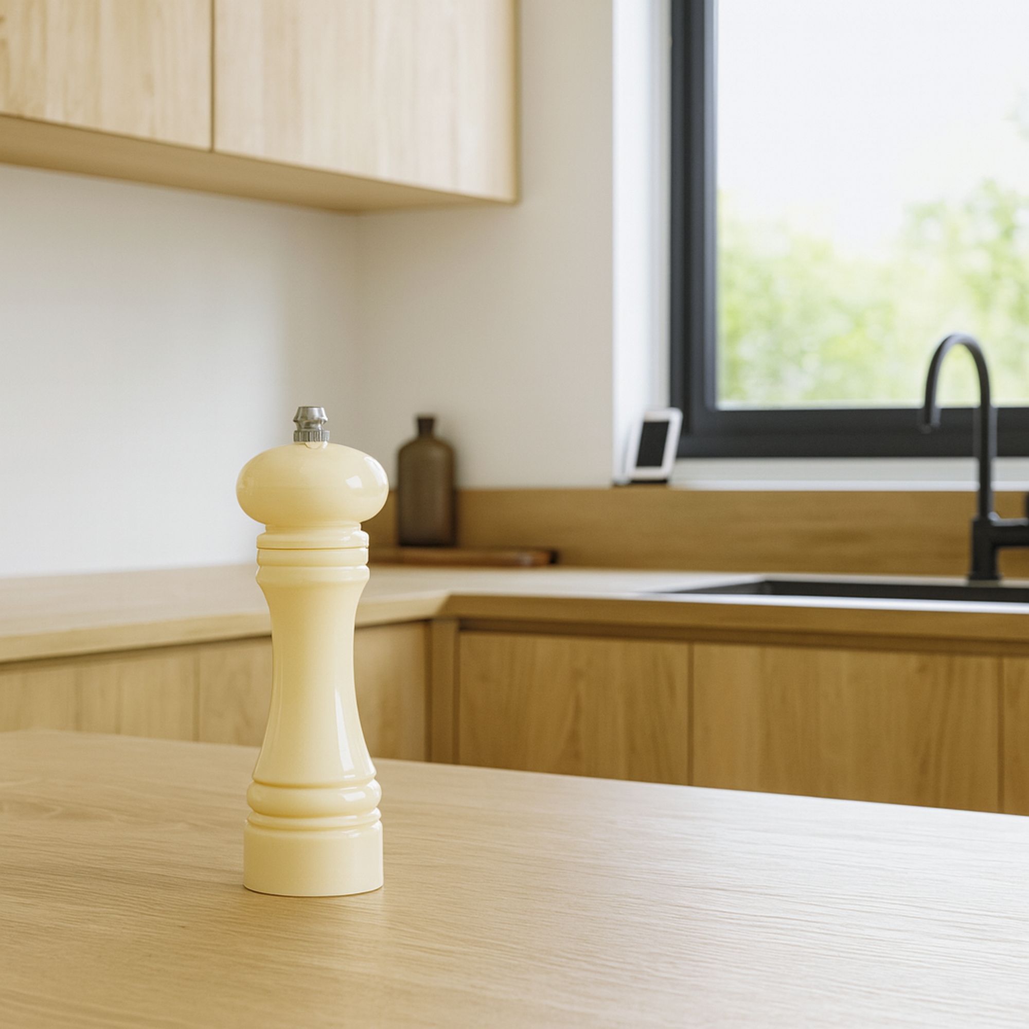 Moulin à sel ou poivre en plastique crème