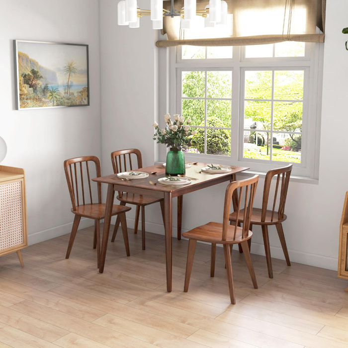 Table à manger design néo-rétro - 4 personnes - dim. 120L x 75l x 76H cm - bois coloris noyer