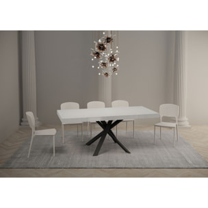 Mesa extensible 90x90/194 cm Clerk Premium tapa Fresno Blanco patas Antracita