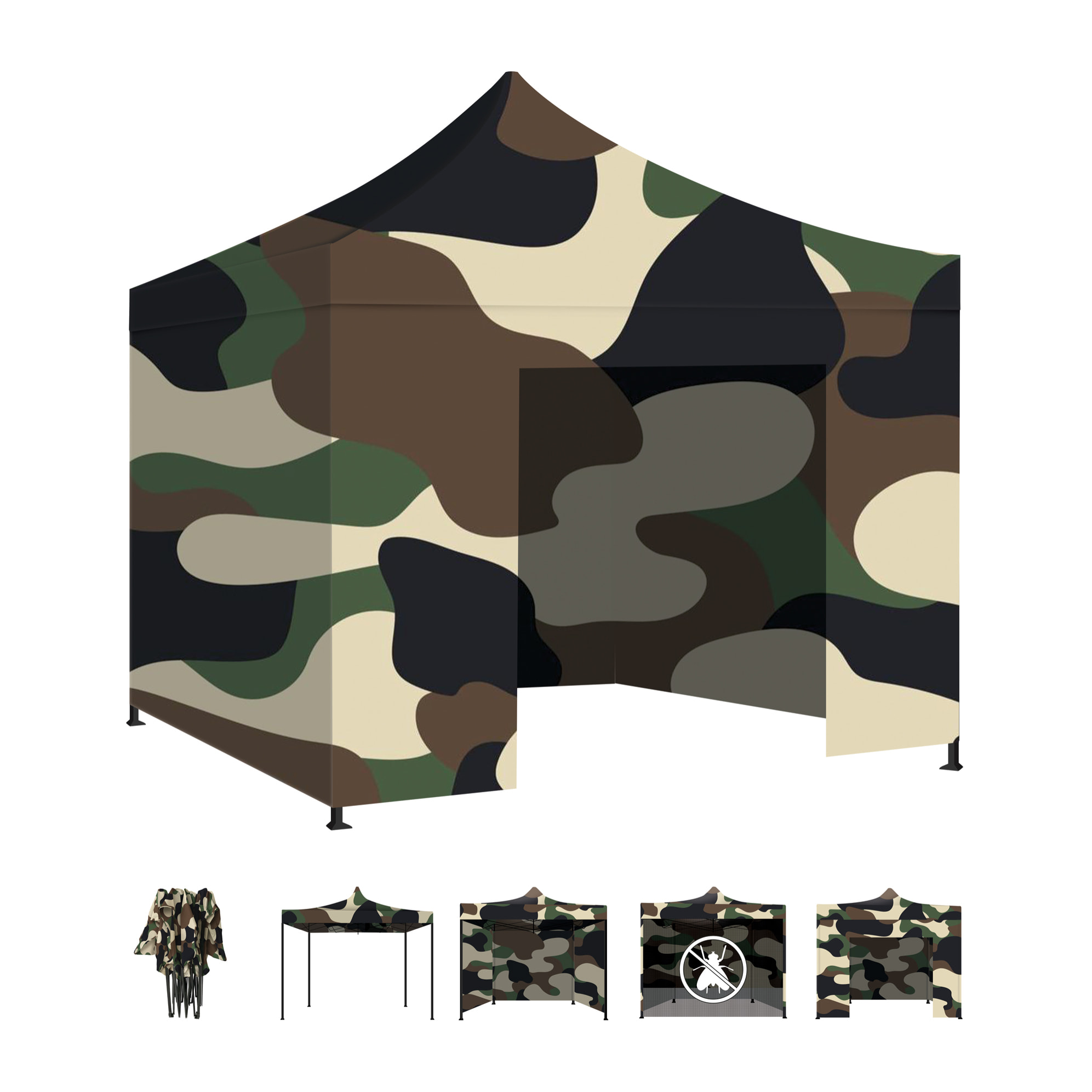 Taman Tenda / Gazebo Per Giardino 3X3 Impermeabile Tendone Pieghevole Per Fiere E Mercati Colore Camouflage