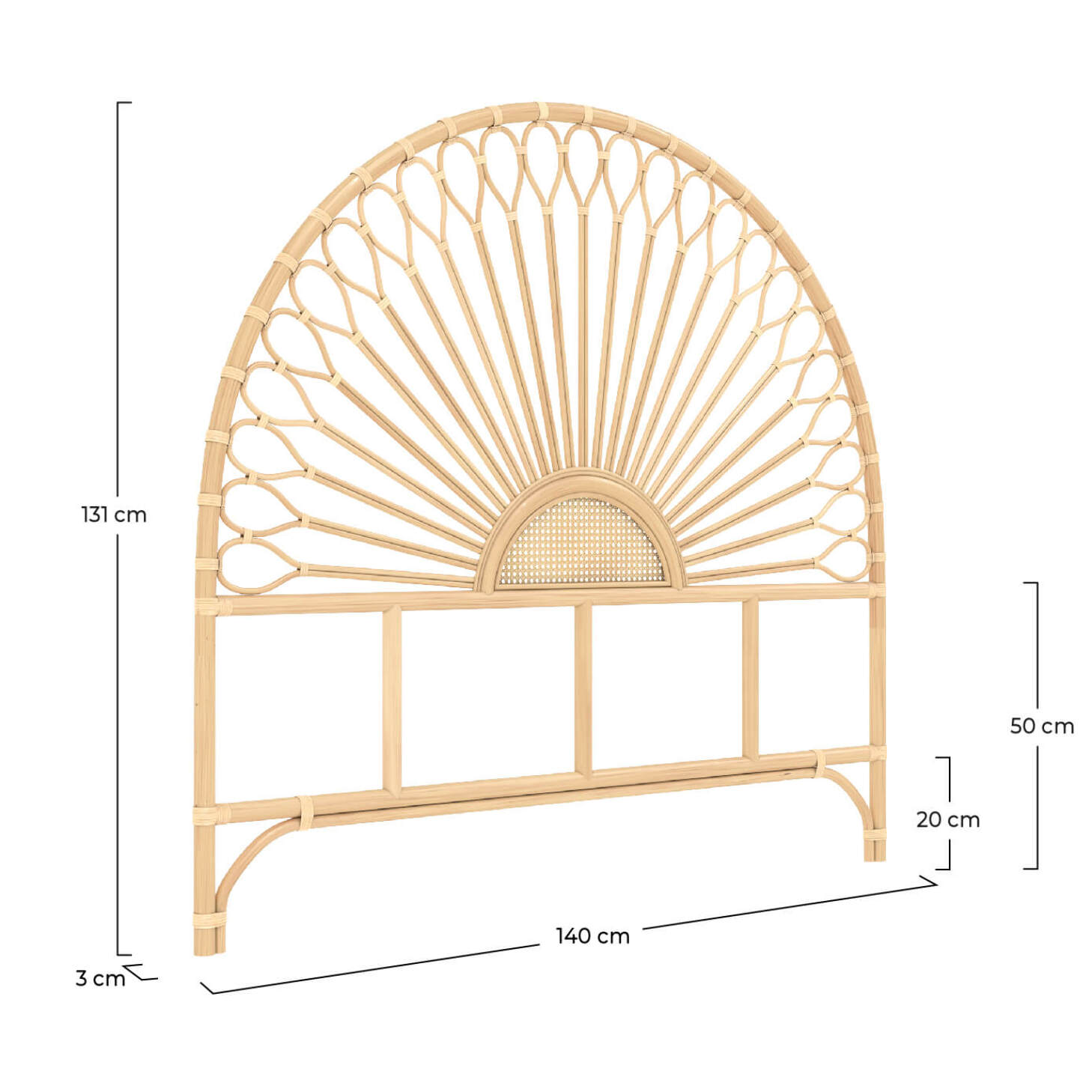 Tête de lit Alan 140 cm en rotin naturel