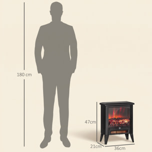 Chimenea Eléctrica, 1800W, Chimenea Decorativa Independiente, Efecto de Llama LED, Bajo Ruido, Protección contra Sobrecalentamiento, para 30 m², Sala, Dormitorio, Negro