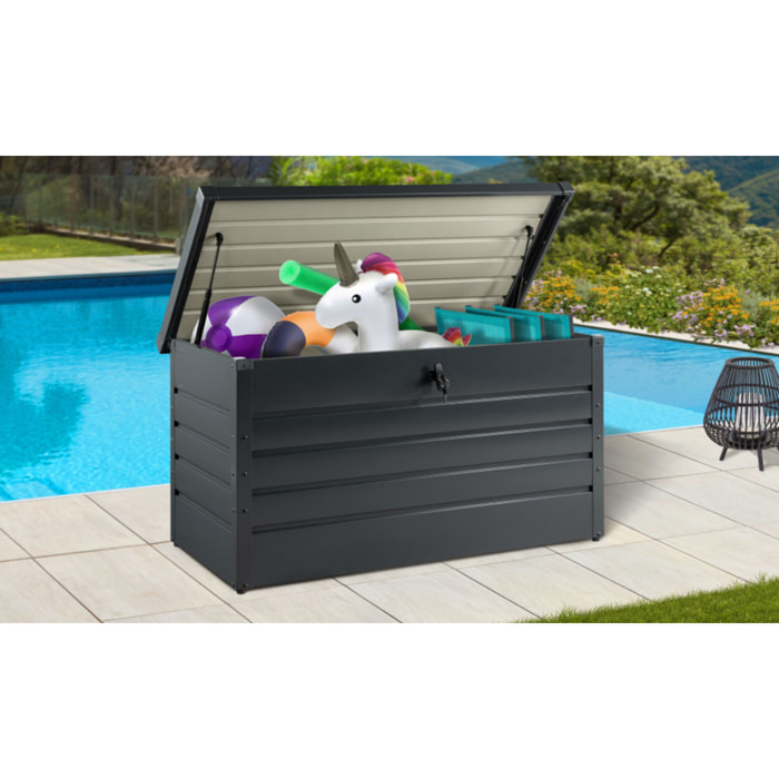 Coffre de jardin métal gris 350L