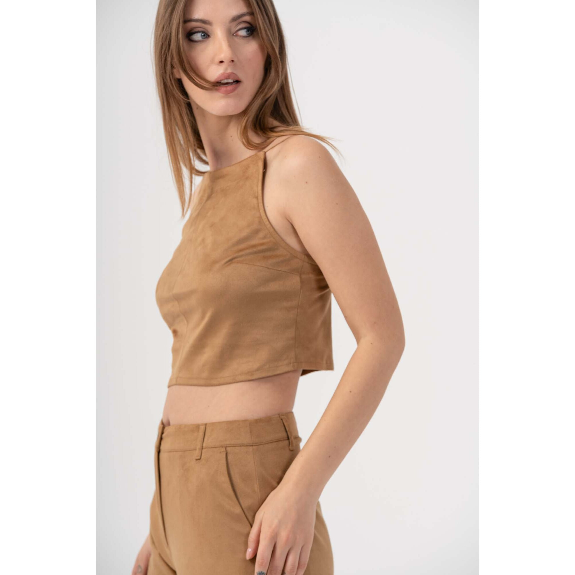 Kocca - Top cropped effetto suede Donna