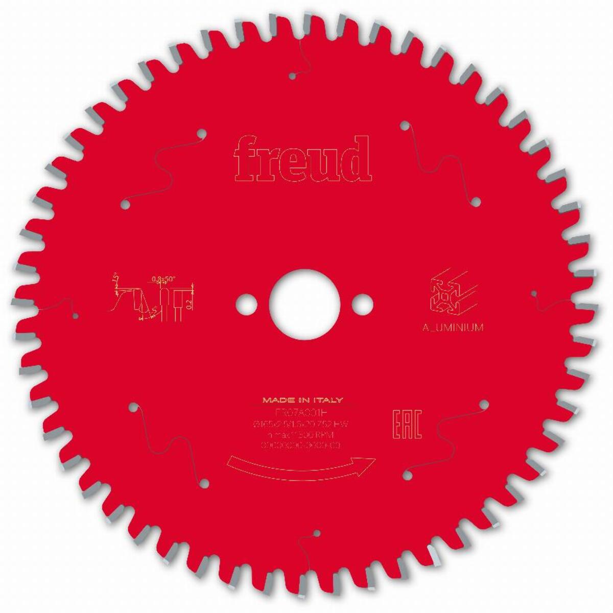 Lame pour scie circulaire portative FREUD - Ø165 2,5/1,6 AL20 Z52 TP -5° - F03FS09809