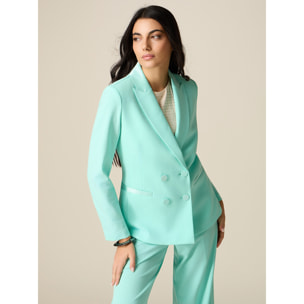 Oltre - Blazer doppiopetto con bottoni foderati - Verde acqua