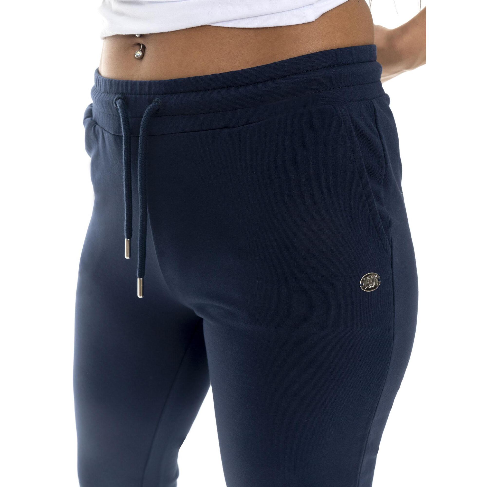 Pantalón de mujer de algodón sin forro polar con puños Leone Basic