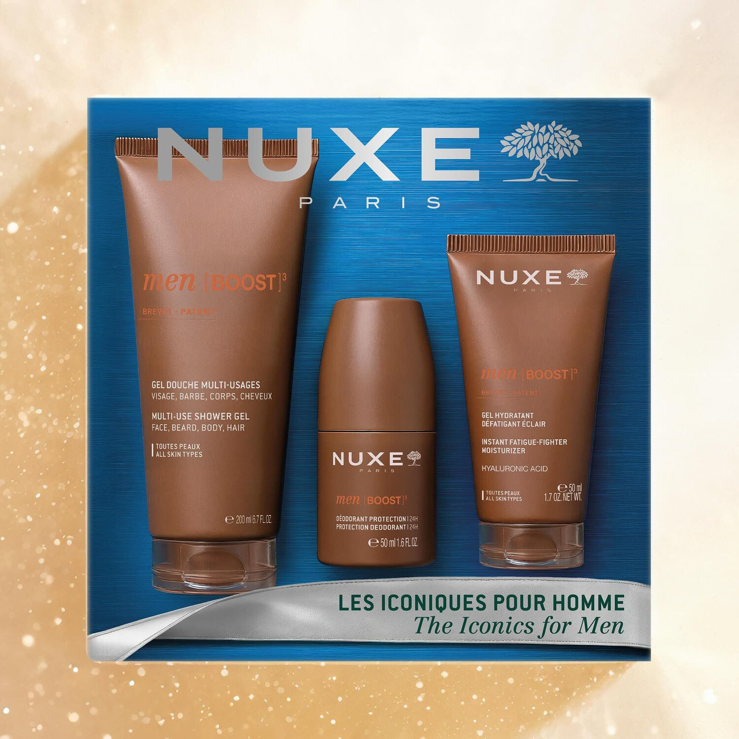 Men [boost]³ - Coffret Déodorant Protection 24h 50ml + Gel Hydratant Défatigant Eclair 50ml + Gel Douche 200ml
