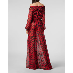 PHILIPP PLEIN Abito lungo LEOPARD