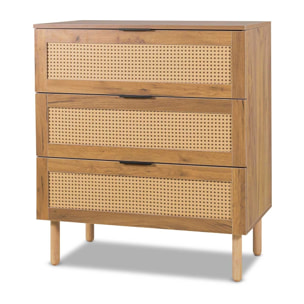 Mang - ComÃ² a 3 cassetti in legno e rattan, cassettiera