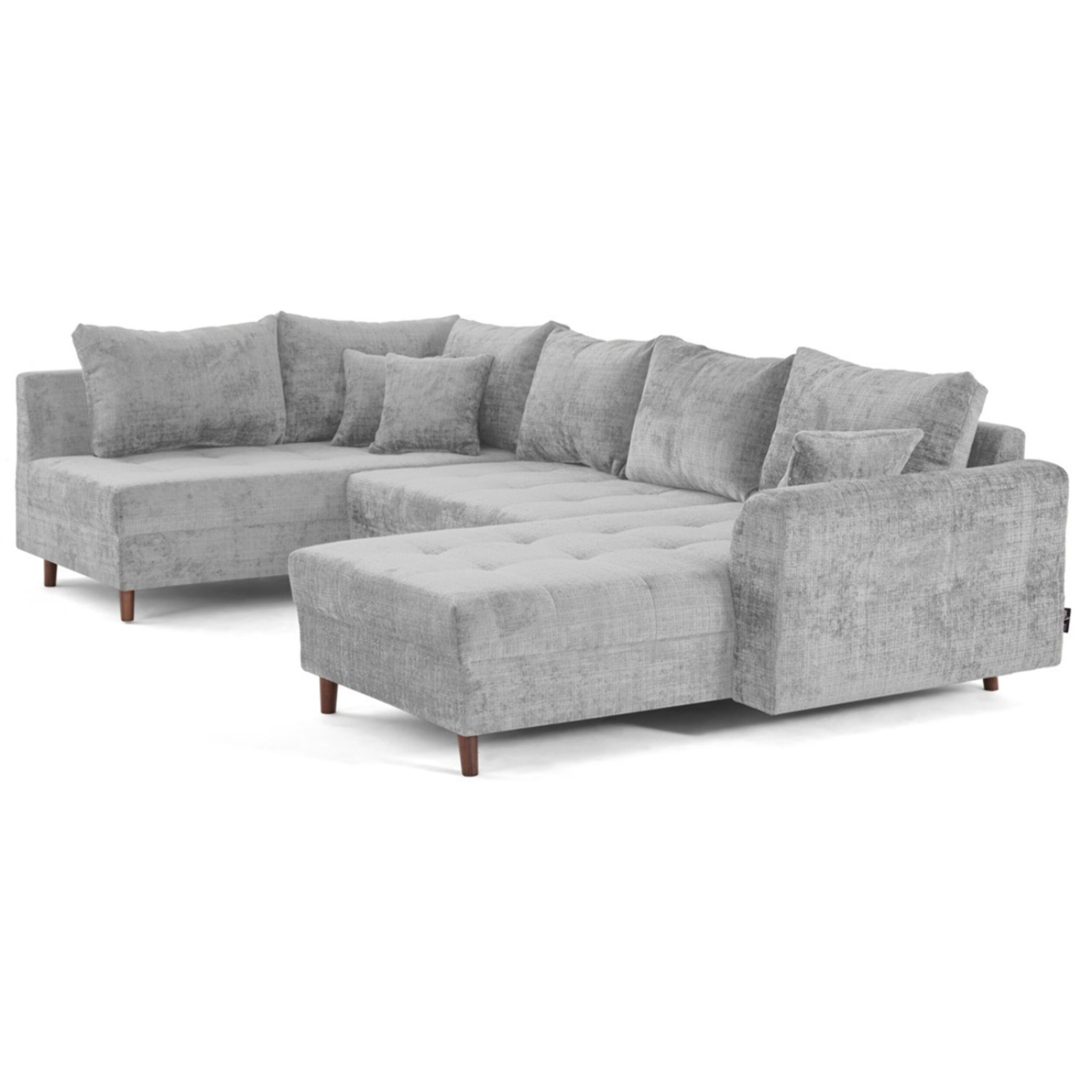 Rune - canapé panoramique d'angle gauche 7 places en velours texturé - Gris