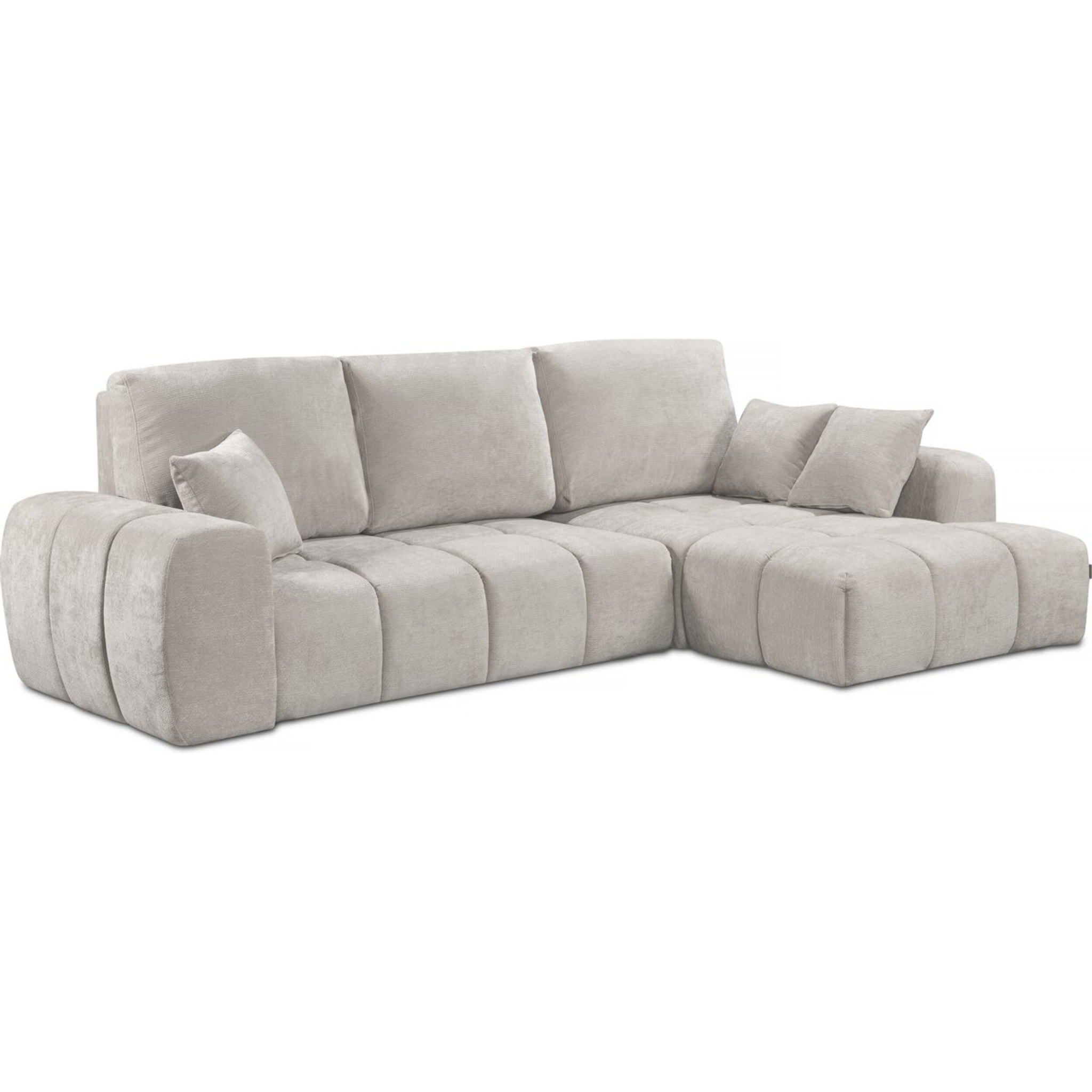 Canapé d'angle droit convertible en tissu chenille "Verneuil" - 3 places - Beige