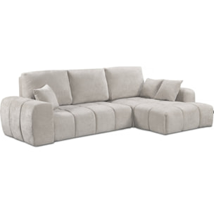 Canapé d'angle droit convertible en tissu chenille "Verneuil" - 3 places - Beige