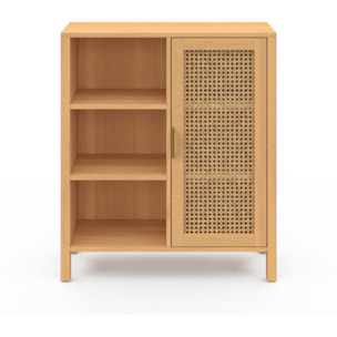 Buffet Eve 3 étagères et placard en cannage H80cm