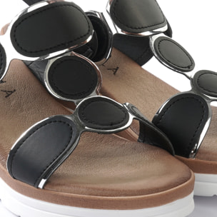 SANDALO ZEPPA A CERCHI NERO