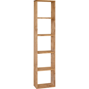 Estanteria de madera maciza en tono roble medio con 4 estantes Alto: 182 Largo: 40 Ancho: 20