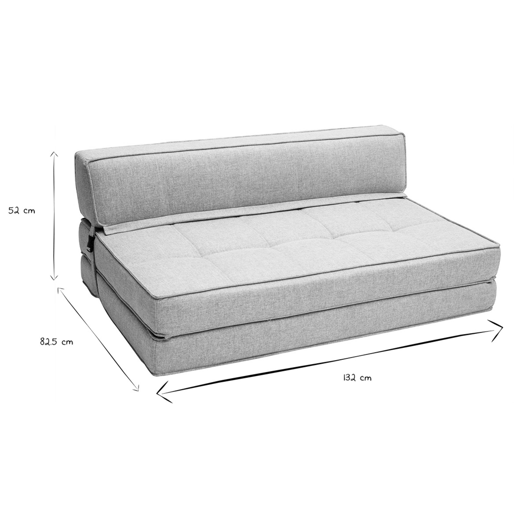 Chauffeuse 2 places convertible en tissu gris clair KATY