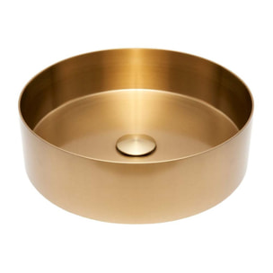 Vasque à poser 38 x 38 x 11 cm Aurum doré brossé en acier inoxydable avec bonde incluse sans trop-plein (SATAUR3838BG)