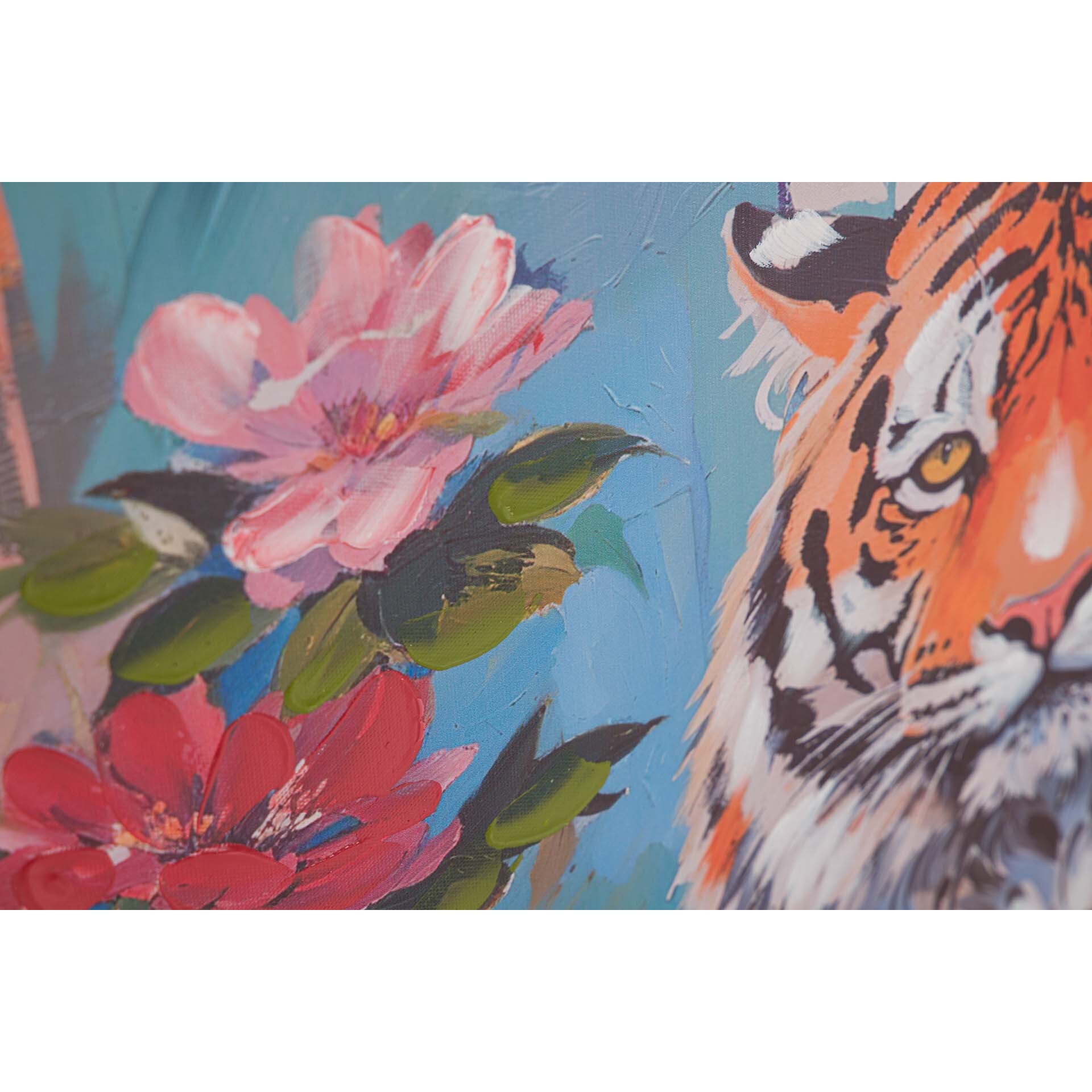 Set 2 Cuadros Tigres 80% Pintado A Mano 60x4x80 Cm
