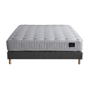 Ensemble Reflet - Matelas ressorts ensachés éco-conçu - Sommier Gris éléphant