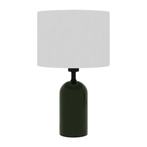 Becker - Lampe à poser en céramique verte avec abat-jour en lin naturel