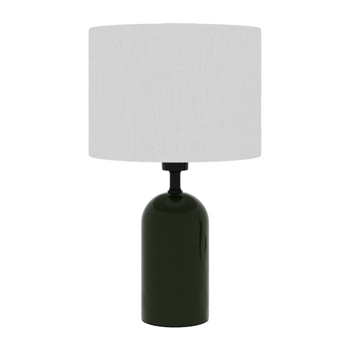 Becker - Lampe à poser en céramique verte avec abat-jour en lin naturel