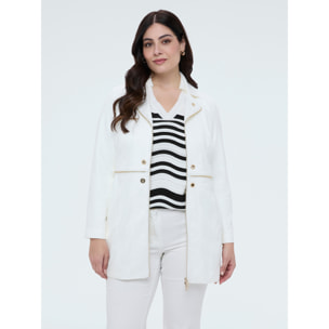 Fiorella Rubino - Abrigo soft touch con cremalleras decorativas - Blanco