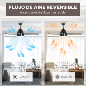 Ventilador de Techo con Luz 46W Ø129 cm Motor DC Ventilador de Techo Silencioso con 4 Aspas Reversibles Mando a Distancia 6 Velocidades y Temporizador para Dormitorio Salón