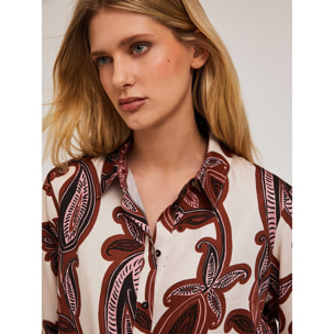 Motivi - Camisa de viscosa con estampado fular - Marrón