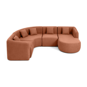 Ikare - canapé modulable d'angle droit - 5 places - avec méridienne - en tissu - Terracotta