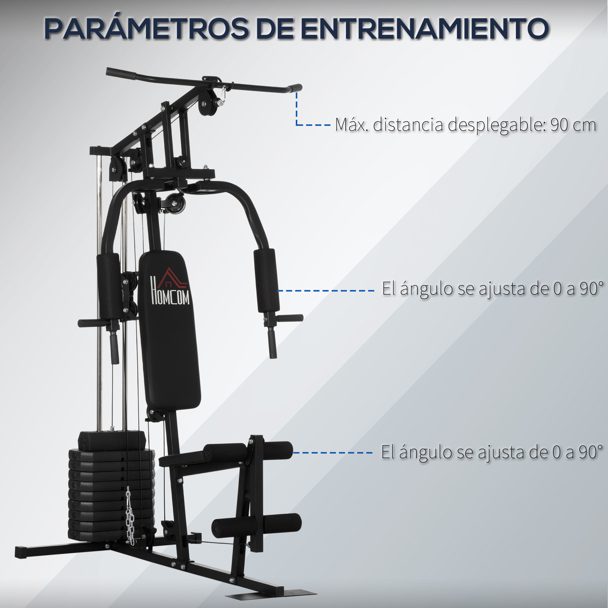 Multiestación con Estribo para Piernas Placas de Peso de 45 kg 135x103x210 cm