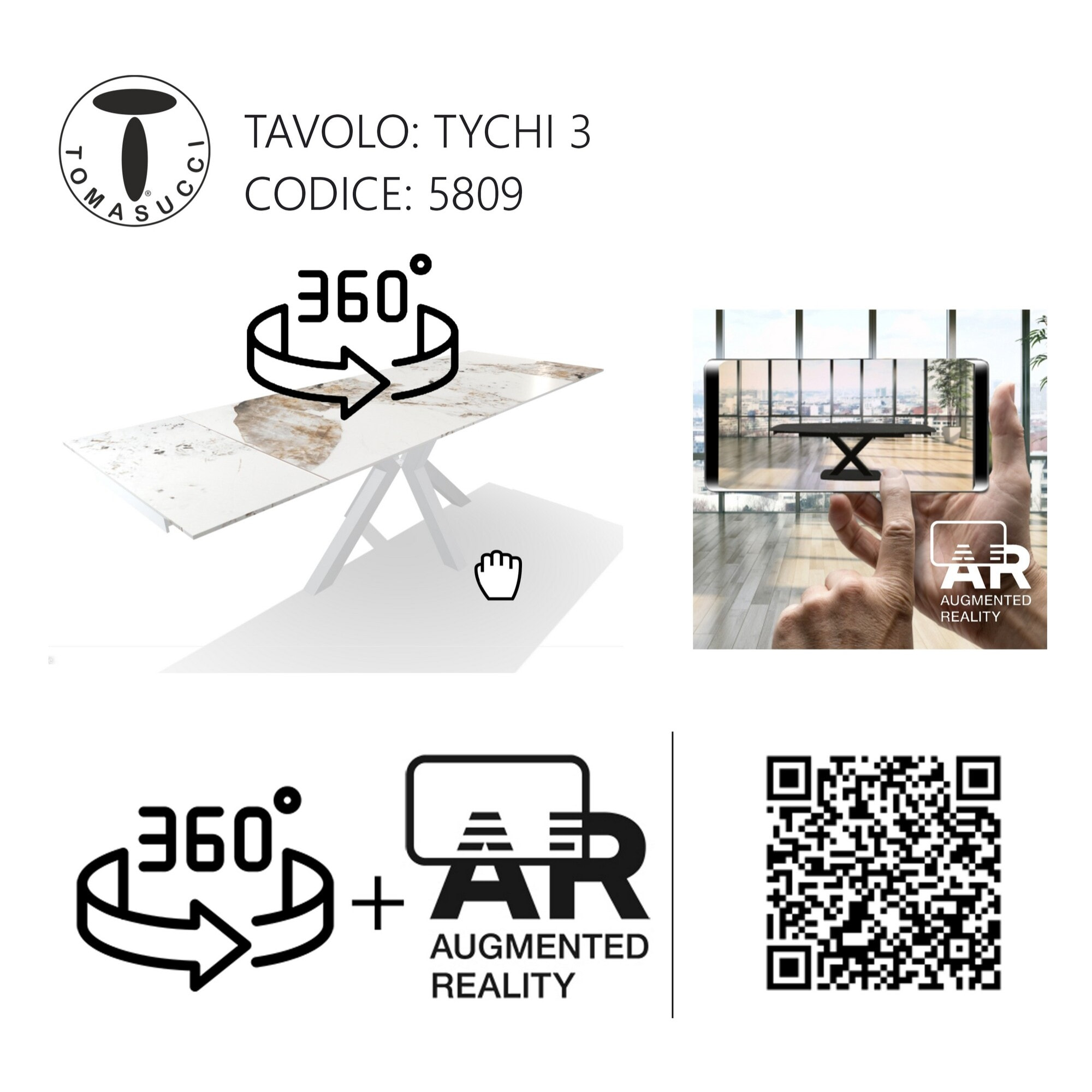 Tomasucci table extensible TYCHI ONICE WHITE