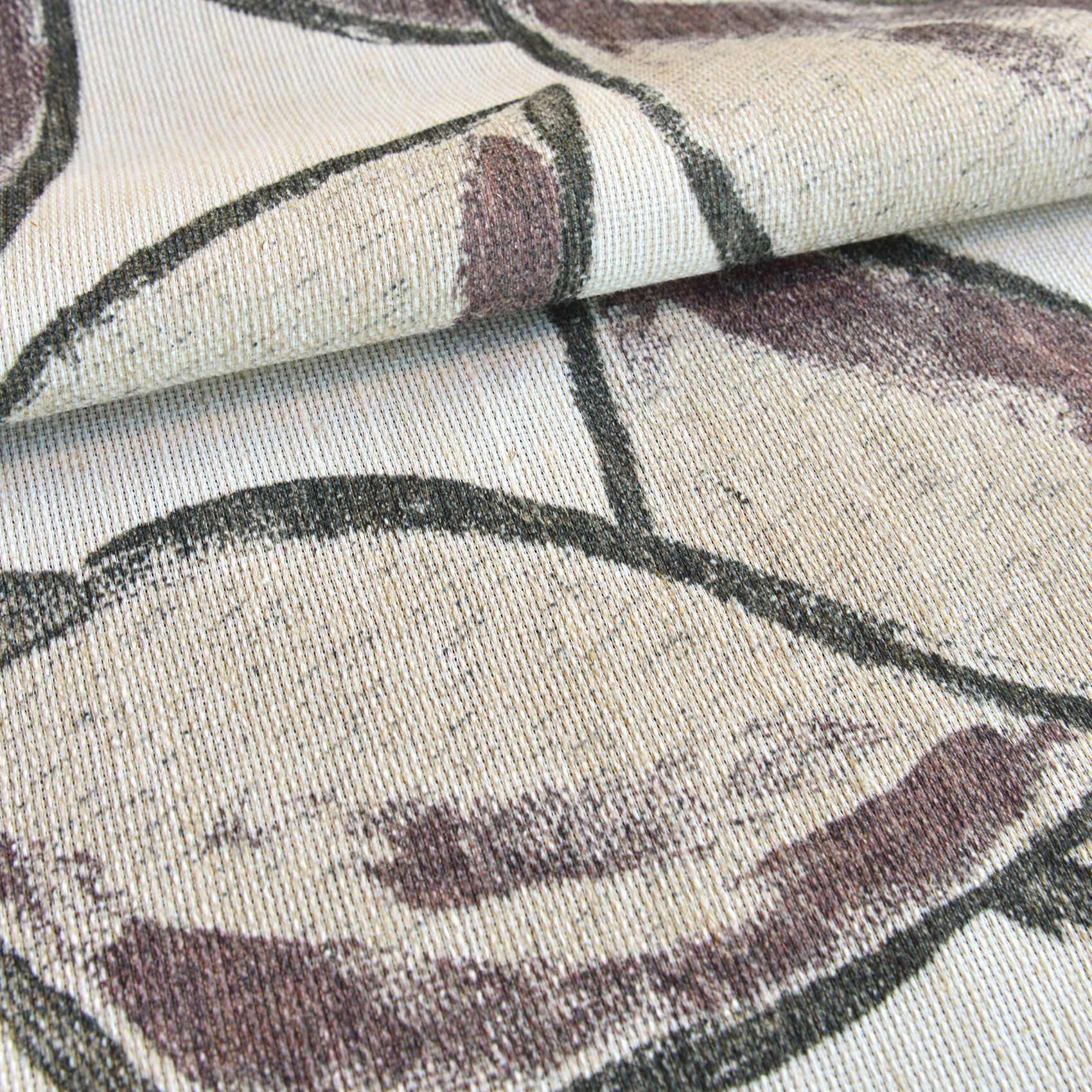 Rideau poly-lin imprimé feuilles aquarelle - Prune