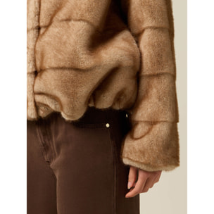Oltre - Chaqueta corta efecto peluche - Beige