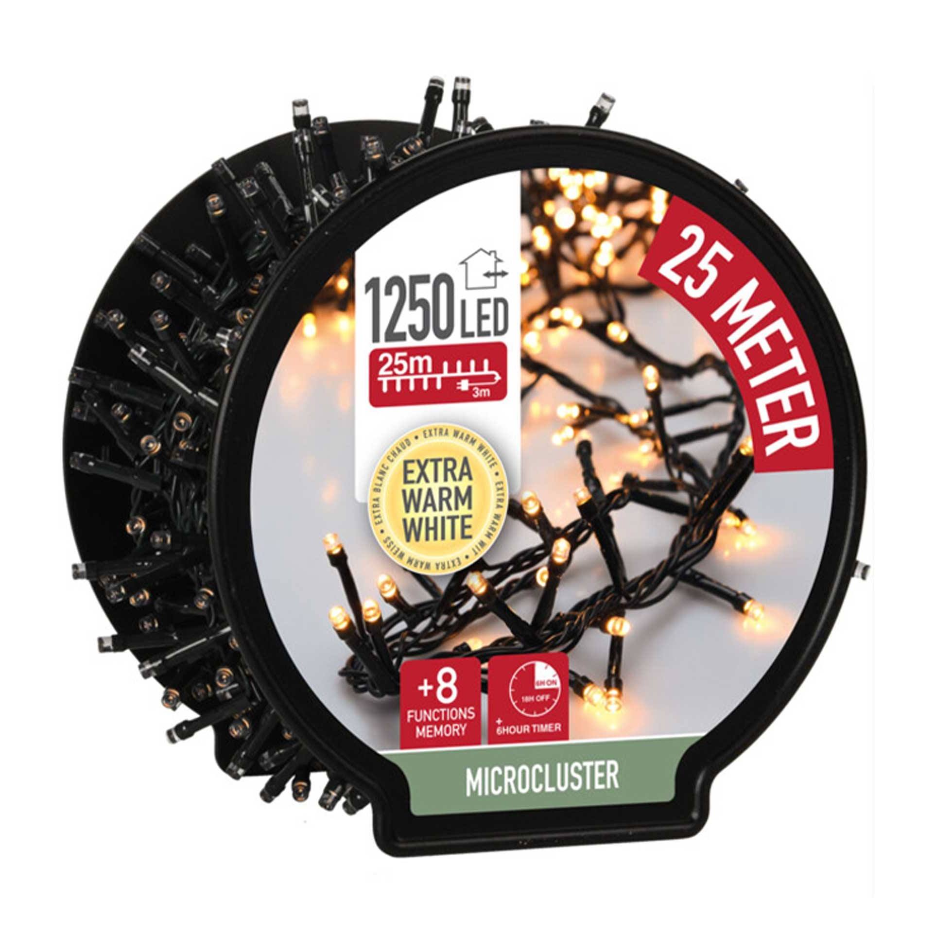 luces de navidad de 1250 luces led blanco extra cálido con cable de 25 metros y temporizador
