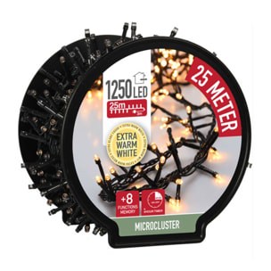 luces de navidad de 1250 luces led blanco extra cálido con cable de 25 metros y temporizador