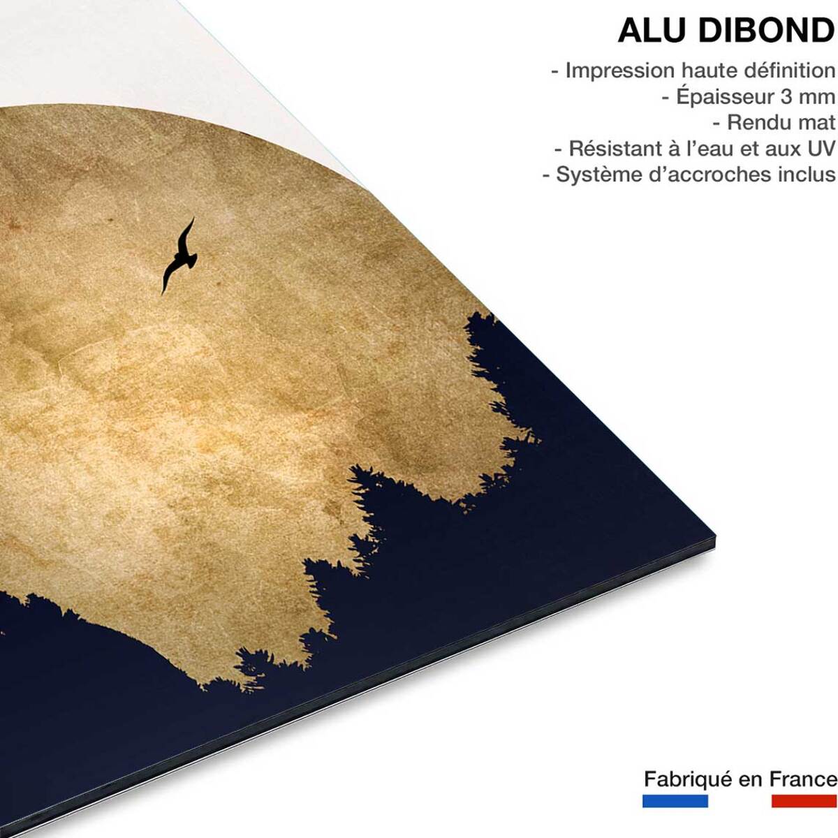 Tableau crepuscule doré Tableau alu Dibond