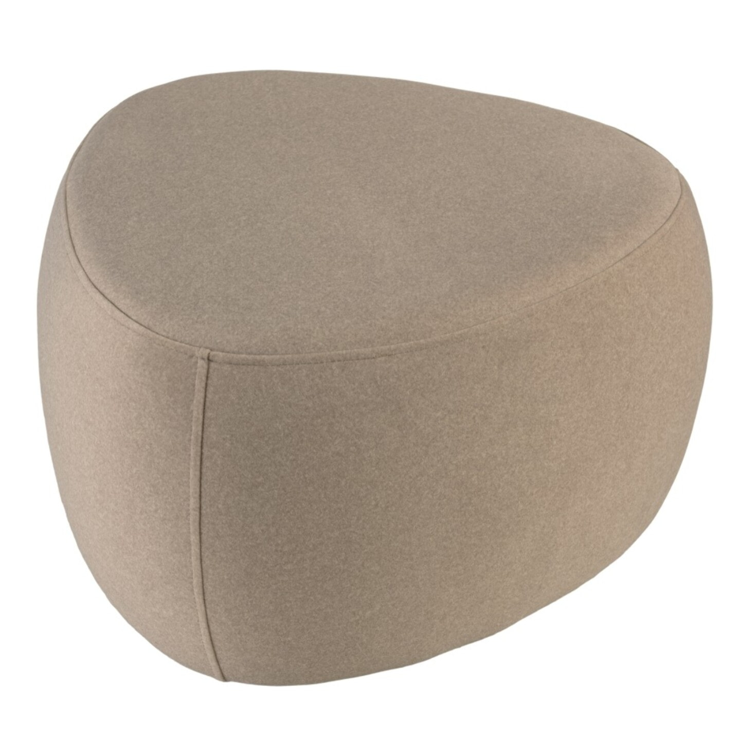 LEOPOLD - Pouf forme galet n°3 en tissu effet velours beige foncé